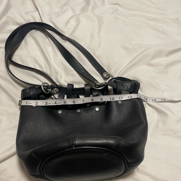 Rag & bone"Studded Pebbled Leather Bucket Bag Black - Picture 14 of 16